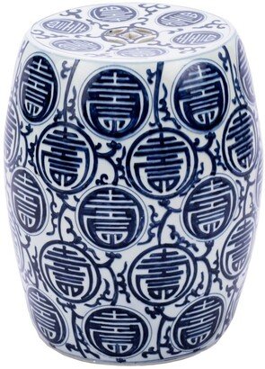 Legend of ASIA Blue & White Longevity Garden Stool