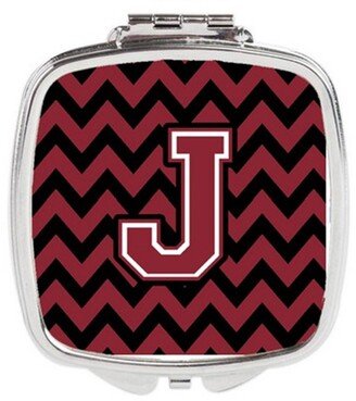 CJ1052-JSCM Letter J Chevron Garnet & Black Compact Mirror