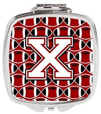 CJ1082-XSCM Letter X Football Cardinal & White Compact Mirror