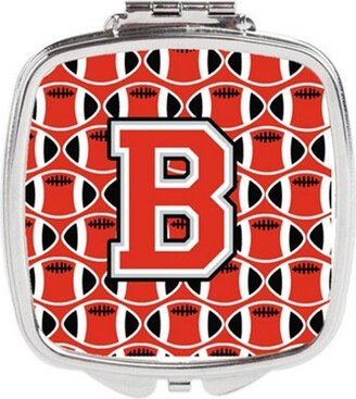 CJ1067-BSCM Letter B Football Scarlet & Grey Compact Mirror