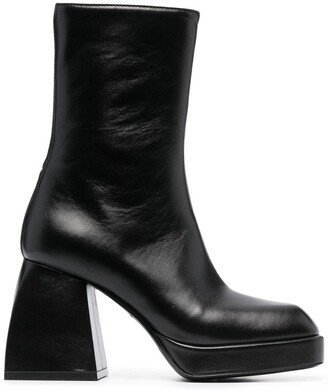 Block-Heel Leather Boots