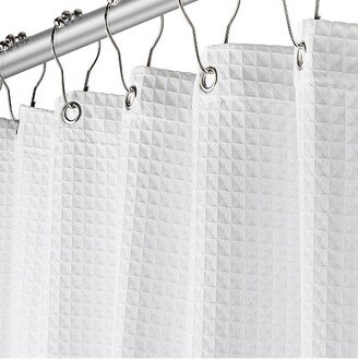 Matte White Waffle Shower Curtain