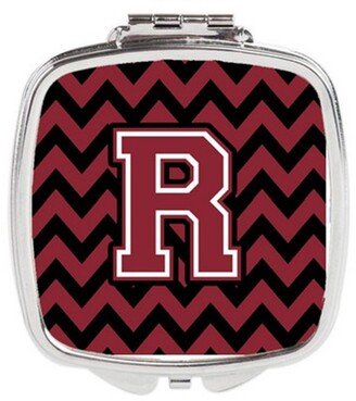 CJ1052-RSCM Letter R Chevron Garnet & Black Compact Mirror