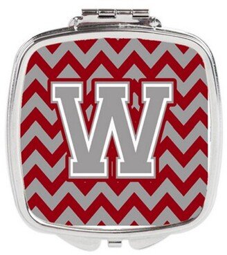 CJ1043-WSCM Letter W Chevron Crimson & Grey Compact Mirror