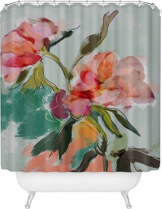 Abstract Floral Shower Curtain Pink