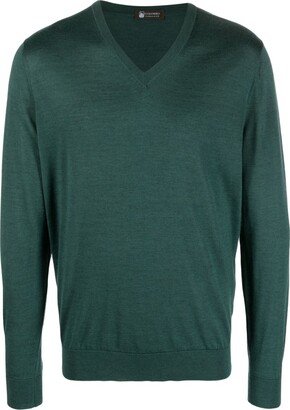 fine-knit V-neck jumper-AM