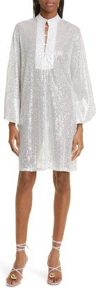 Sheer Sequin Long Sleeve Cover-Up Caftan