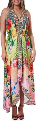 Ranee's Floral Halterneck Swim Cover Up Dress