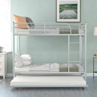 IGEMAN Twin-Over-Twin Metal Bunk Bed with Trundle, Save Space/Split Into 2 Beds