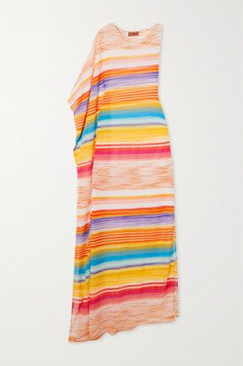 Mare Asymmetric Striped Knitted Coverup - Yellow