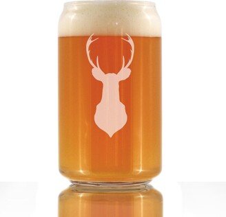 Deer Head - Cute Beer Can Pint Glass, Etched Sayings Rustic Cabin Decor Gifts For Lovers Of & Father's Day