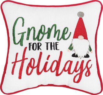 Gnome For The Holidays Embroidered Throw Pillow-AA