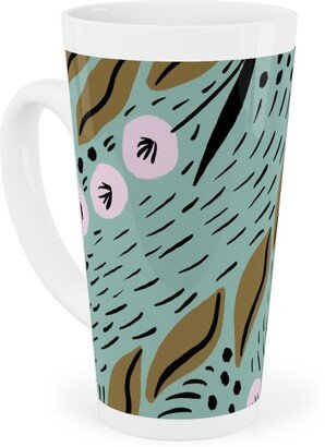 Mugs: Flower Patch Lane On Mint Tall Latte Mug, 17Oz, Green