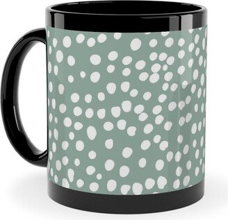Mugs: Cheetah - Sage Green Ceramic Mug, Black, 11Oz, Green