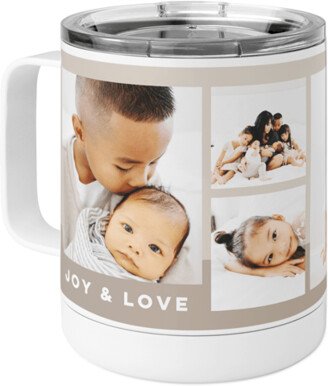 Travel Mugs: Joy Love Colorblock Stainless Steel Mug, 10Oz, Beige