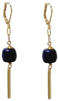 Minu Jewels Women's Bar Drop Earrings with Blue Lapis Stones