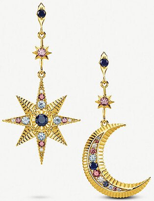 Womens Gold Kingdom of Dreams Royalty Star & Moon 18ct Yellow-gold Plated Sterling Silver Earrings