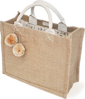 Korissa Jute Canvas Gift Bag With Pompom