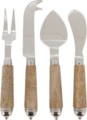 Saro Lifestyle Bark Wood Cheese Cutlery, Ecru (Set of 4)