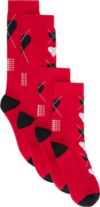 Two-Pack Red Argyle Socks
