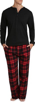 SLEEPHERO 2-Piece Henley Tee & Buffalo Check Pants Pajama Set