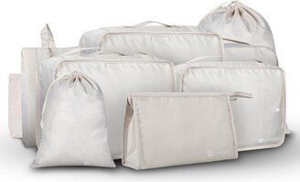 Dartwood Compression Packing Cubes - Suitcase Organizer Bags Set for Travelling - 1 Set/9 pieces (Beige)