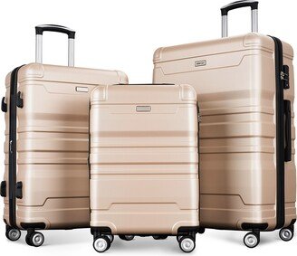 EDWINRAY Spinner Suitcase Sets Expandable ABS 3pcs Luggage Sets-AM