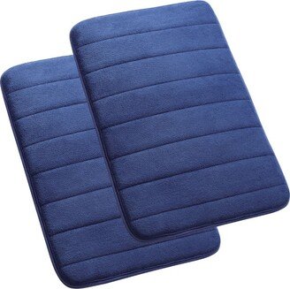 PiccoCasa Memory Foam Mat Non Skid Velvet Absorb Water Bath Rug for Bathroom Kitchen Soft Carpet 2Pcs Royal Blue 17x24