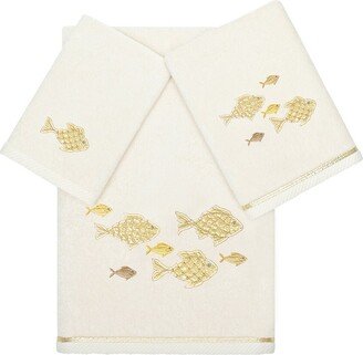 Turkish Cotton Figi 3Pc Embellished Towel Set-AD