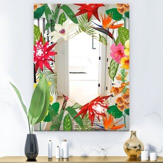 Designart 'Efflorescent Gold Abundance 3' Printed Cabin and Lodge Tropical Rectangle Mirror