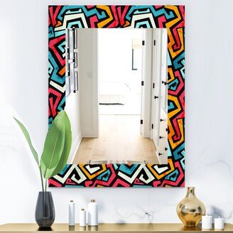 Designart 'Bright Graffiti Pattern With Grunge Effect' Modern Mirror - Printed Wall Mirror