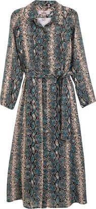 Niza Shirt Midi Dress With Printed Lining Green