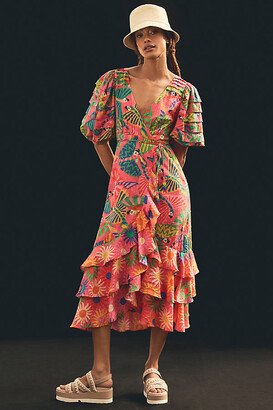Macaw Ruffled Wrap Dress