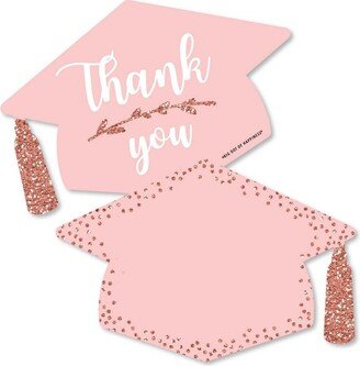 Big Dot of Happiness Rose Gold Grad - Shaped Thank You Cards - Graduation Party Thank You Note Cards with Envelopes - Set of 12