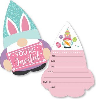 Big Dot of Happiness Easter Gnomes - Shaped Fill-In Invitations - Spring Bunny Party Invitation Cards with Envelopes - Set of 12
