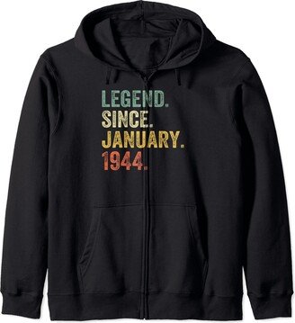 Generic 80 Years Old Legend Since January 1944 80th Birthday Women Zip Hoodie