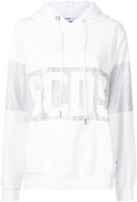 Rhinestone-Logo Cotton Hoodie