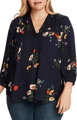 Floral Print Pleat Blouse