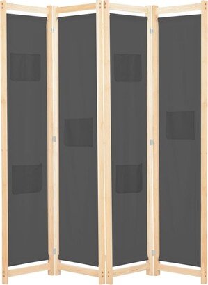 4-Panel Room Divider Gray 62.9x66.9x1.6 Fabric - 63x67x1.6