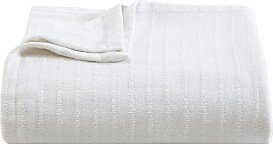 All Over Rib White Cotton Blanket, King