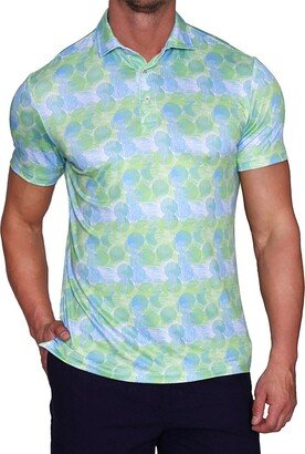 Abstract Lime Ball-Print Performance Polo