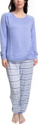 Womens Ski Lodge Pajama Set, Periwinkle/Fair Isle, 1X