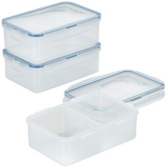 Lock n Lock Easy Essentials On the Go Meals Divided Rectangular Food Storage Containers, 34-Ounce, Set of 3