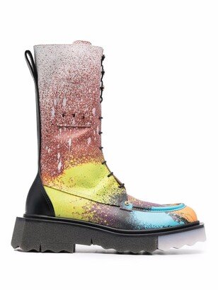 Sponge paint splatter-effect boots