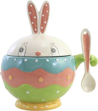 Tabletop 8.0 Dottie Bunny Bowl W/Spoon Green Easter Rabbit Spring Serving Bowls