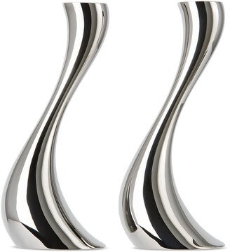 Silver Cobra Medium Candle Holder Set