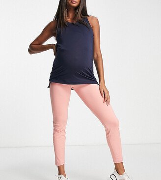 Maternity polyester over the bump leggings in cedar rose - PINK