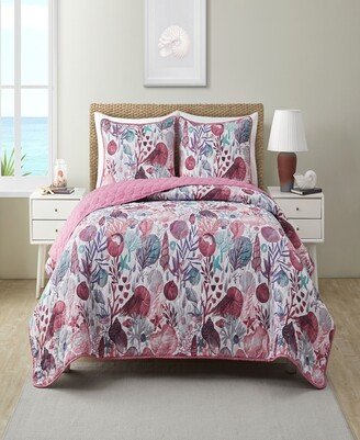 Ivory Coast Disperse Print Reversible 3 Piece Quilt Set, Full/Queen