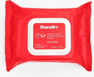 Duradry Antiperspirant Wipes - Maximum Strength, Antiperspirant for Hands & Feet, Deodorizing Sweat Wipes, Talc-Free, Blocks Sweat & Odor, Dermatologi