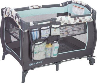 Trend E Nursery Center Playard Play Crib with Bassinet, Doodle Dots - 23